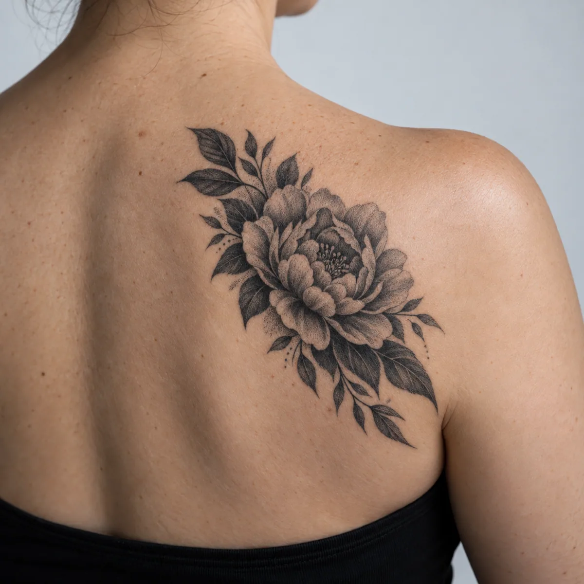 Cover-up, shoulder blade tattoo