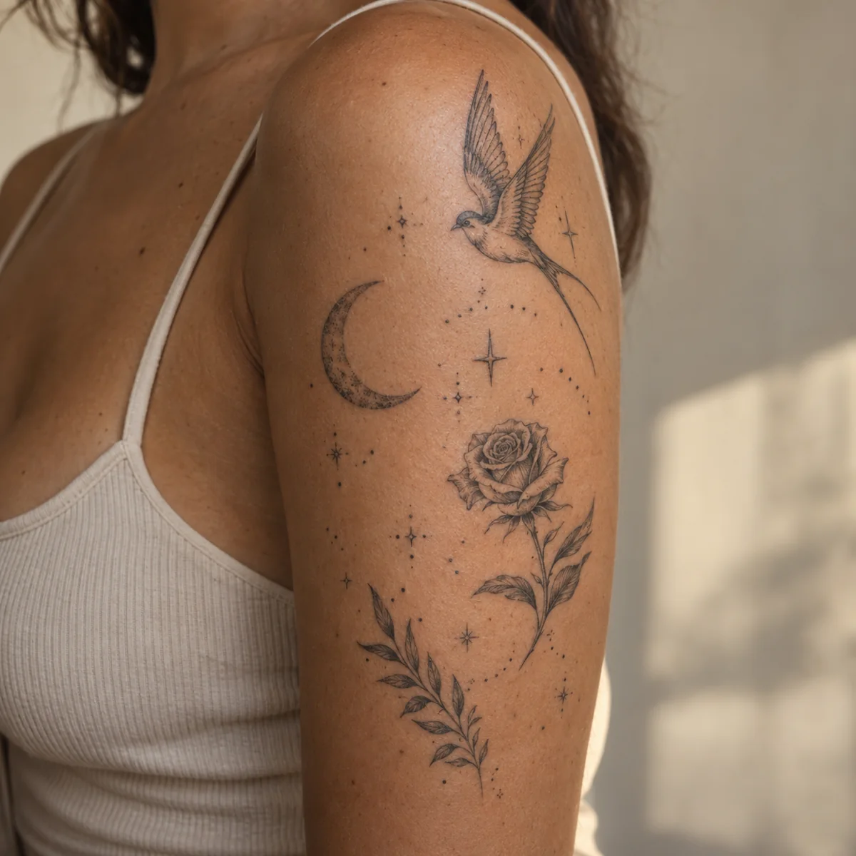 Patchwork sleeve tattoo